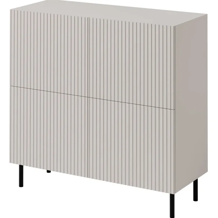 Set mobili soggiorno completo con frontali cannettati beige Ziggy 5