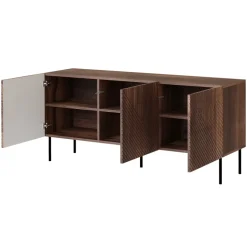 Set mobili soggiorno completo noce scuro con frontali serigrafati Savanna