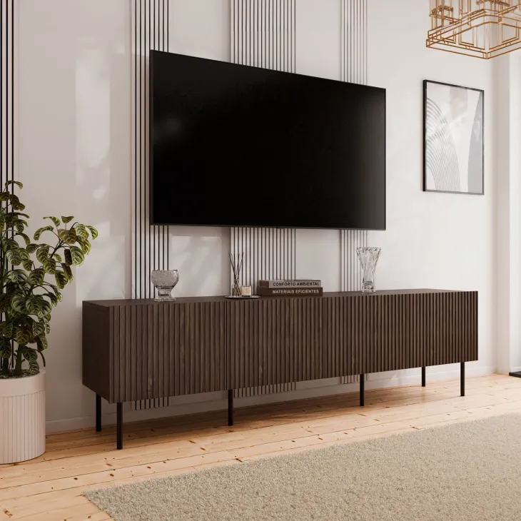 Set mobili soggiorno completo noce cannettato Gabiot