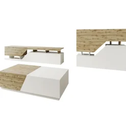 Set mobili soggiorno completo rovere bianco Modesta