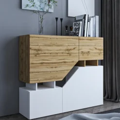 Set mobili soggiorno completo rovere bianco Modesta
