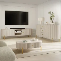 Set mobili soggiorno completo cannettato beige cashmere Zurik 1