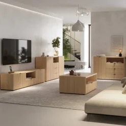 Set mobili soggiorno completo cannettato rovere Sally