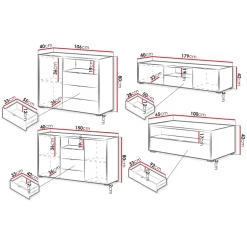 Set mobili soggiorno completo cannettato rovere Sally