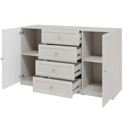 Set mobili soggiorno completo cannettato beige cashmere Rolly