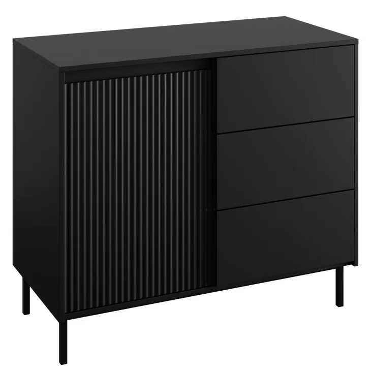 Set mobili soggiorno completo design cannettato nero Strike