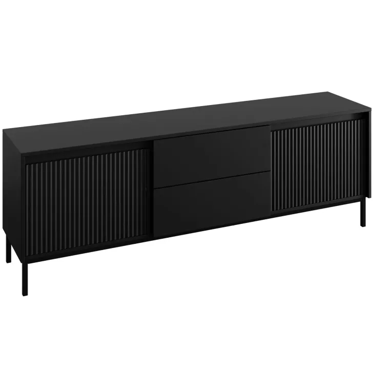 Set mobili soggiorno completo design cannettato nero Strike 2