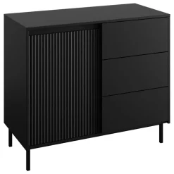 Set mobili soggiorno completo design cannettato nero Strike 2