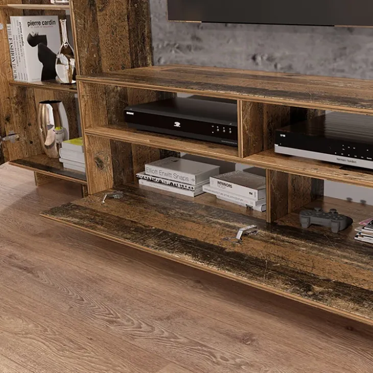 Set mobili soggiorno completo industrial legno vecchio antico West Gihome®