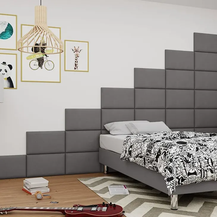 Set 4 pannelli da parete decorativi in tessuto 50x30cm grigio Lion