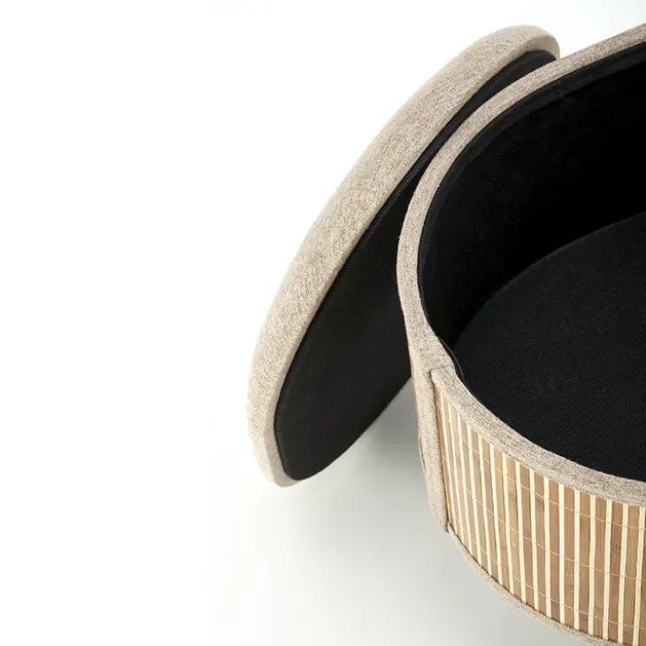 Set 2 pouf con contenitore in tessuto beige rovere Gandalf