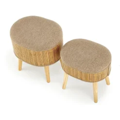 Set 2 pouf con contenitore in tessuto beige rovere Gandalf