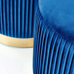 Set 2 pouf in velluto contenitore blu oro Cubal