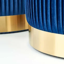 Set 2 pouf in velluto contenitore blu oro Cubal