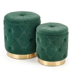 Set 2 pouf moderno contenitore in velluto verde Emil