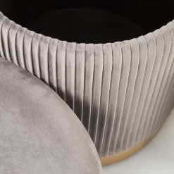 Set 2 pouf rotondi contenitore in velluto acciaio cromato oro Cubal