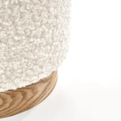 Set 2 pouf rotondi contenitore imbottiti panna rovere Masato