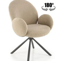 Set 2 sedie con funzione girevole in tessuto bouclé beige Matilda