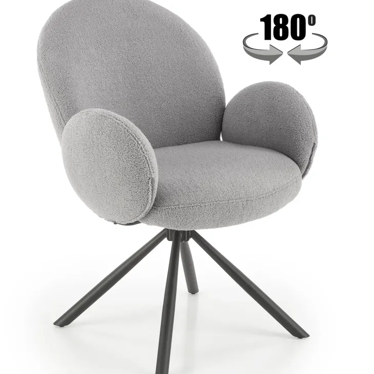 Set 2 sedie con funzione girevole in tessuto bouclé grigio Matilda