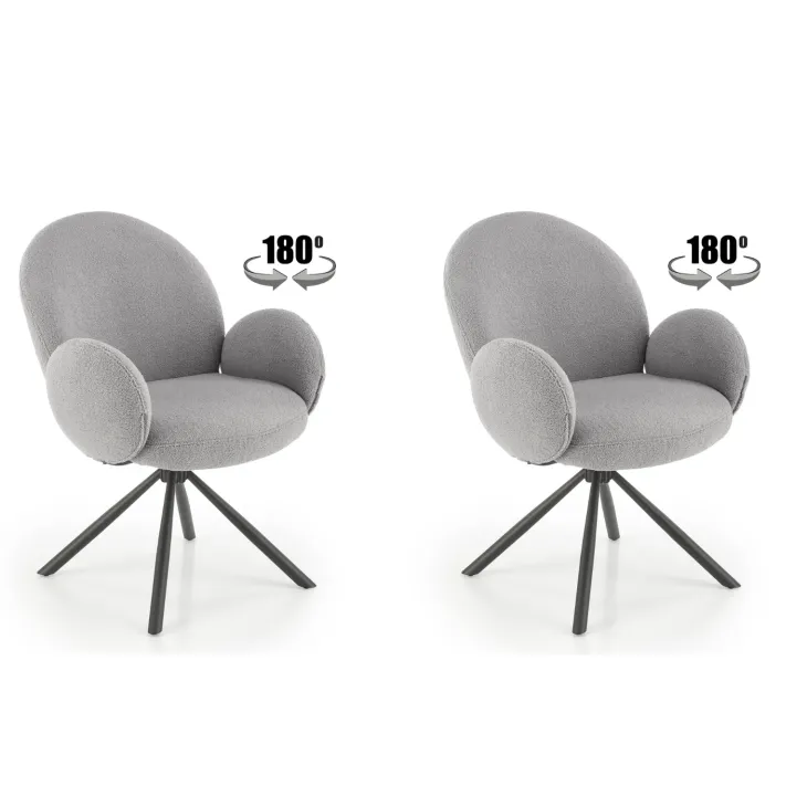 Set 2 sedie con funzione girevole in tessuto bouclé grigio Matilda