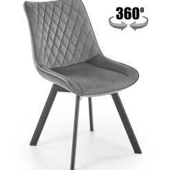 Set 2 sedie con funzione girevole imbottite in tessuto grigio Valentina