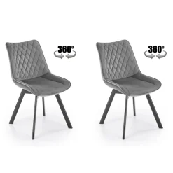 Set 2 sedie con funzione girevole imbottite in tessuto grigio Valentina