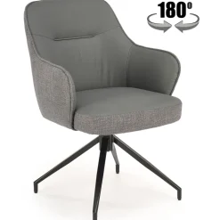 Set 2 sedie con funzione girevole in tessuto ed ecopelle grigio Isadora