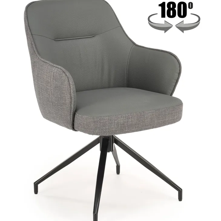 Set 2 sedie con funzione girevole in tessuto ed ecopelle grigio Isadora