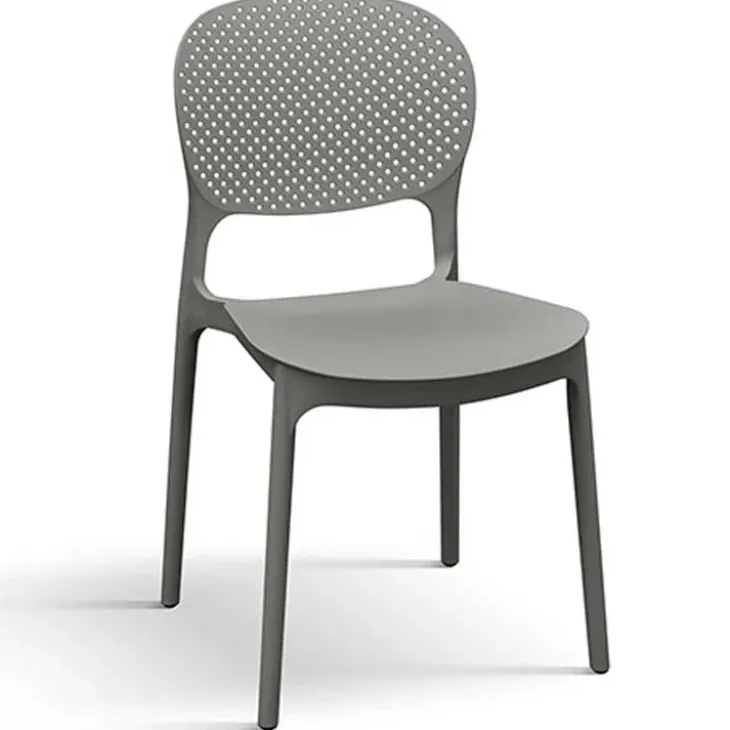 Set 4 sedie da esterno impilabili in polipropilene grigio Elbow