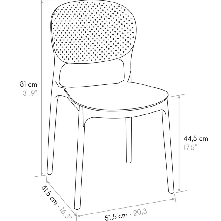Set 4 sedie da esterno impilabili in polipropilene grigio Elbow