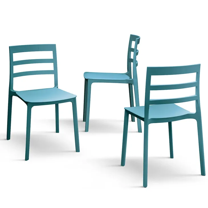 Set 4 sedie da giardino esterno bar dehors impilabili polipropilene azzurra Nature