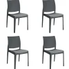 Set 4 sedie da giardino esterno bar dehors impilabili polipropilene grigio Velum