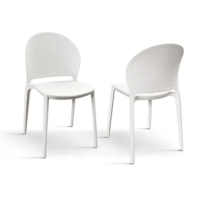 Set 4 sedie da giardino esterno bar dehors impilabili in polipropilene bianco Pelican