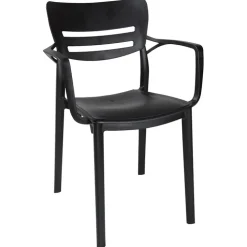 Set 4 sedie da giardino impilabile in polipropilene con braccioli nera Gemma