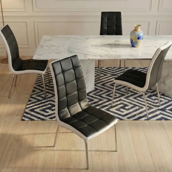Set 4 sedie da pranzo design in ecopelle nero bianco Clara