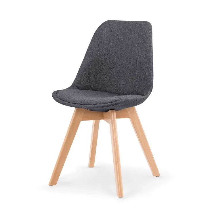 Set 4 sedie imbottite in tessuto con gambe in legno antracite rovere Colette