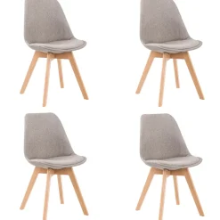 Set 4 sedie imbottite in tessuto con gambe in legno grigio chiaro rovere Colette