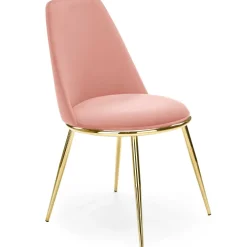 Set 2 sedie imbottite in velluto rosa struttura cromato oro Dragan