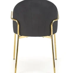 Set 2 sedie imbottite in velluto con braccioli nero beige Arianna