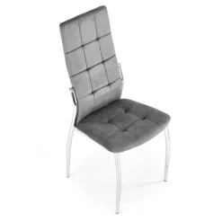 Set 4 sedie moderne imbottite in velluto grigio acciaio cromato Reina