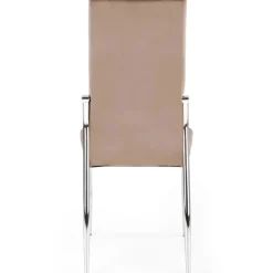 Set 4 sedie moderne imbottite in velluto beige acciaio cromato Reina