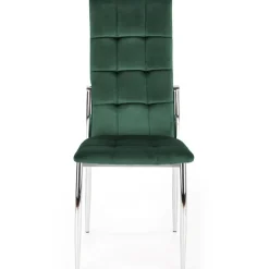 Set 4 sedie moderne imbottite in velluto verde acciaio cromato Reina