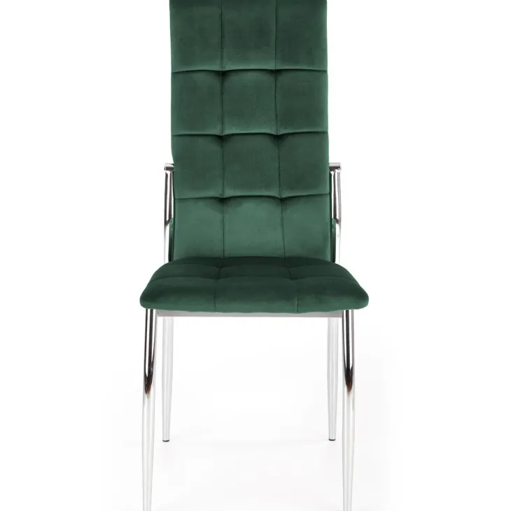 Set 4 sedie moderne imbottite in velluto verde acciaio cromato Reina