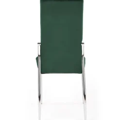 Set 4 sedie moderne imbottite in velluto verde acciaio cromato Reina