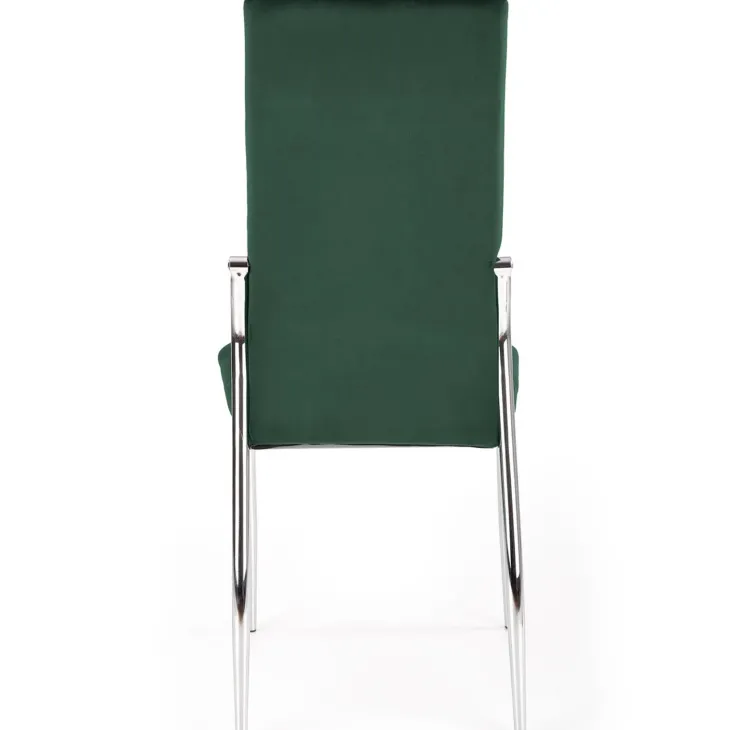 Set 4 sedie moderne imbottite in velluto verde acciaio cromato Reina