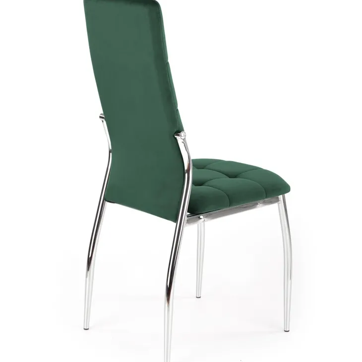 Set 4 sedie moderne imbottite in velluto verde acciaio cromato Reina