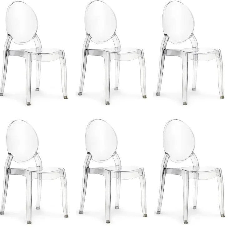 Set 6 sedie policarbonato trasparente impilabili Elisabeth Gihome®