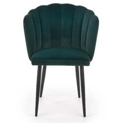 Set 2 sedie poltroncine sala da pranzo imbottite in velluto verde nero Cinzia