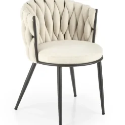 Set 2 sedie poltroncine sala da pranzo imbottite in tessuto beige Monie