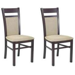 Set 2 sedie sala da pranzo classiche imbottite in tessuto noce scuro beige Azalea